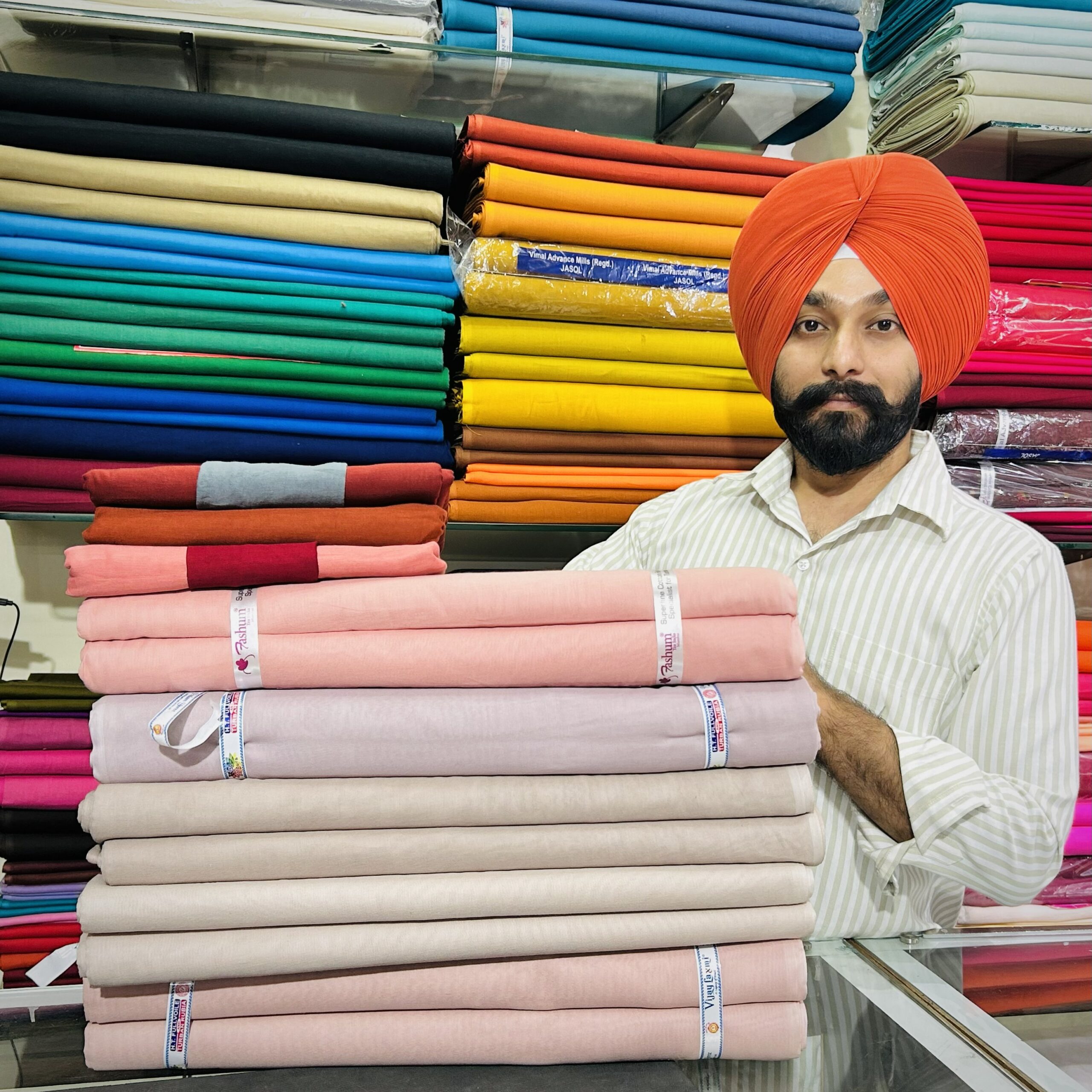 a soft, durable cotton blend fabric.